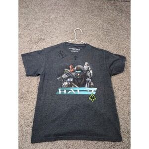 Halo 343 Industries Kids M 10/12 Graphic Tee Charcoal Heather Master Chief Shirt
